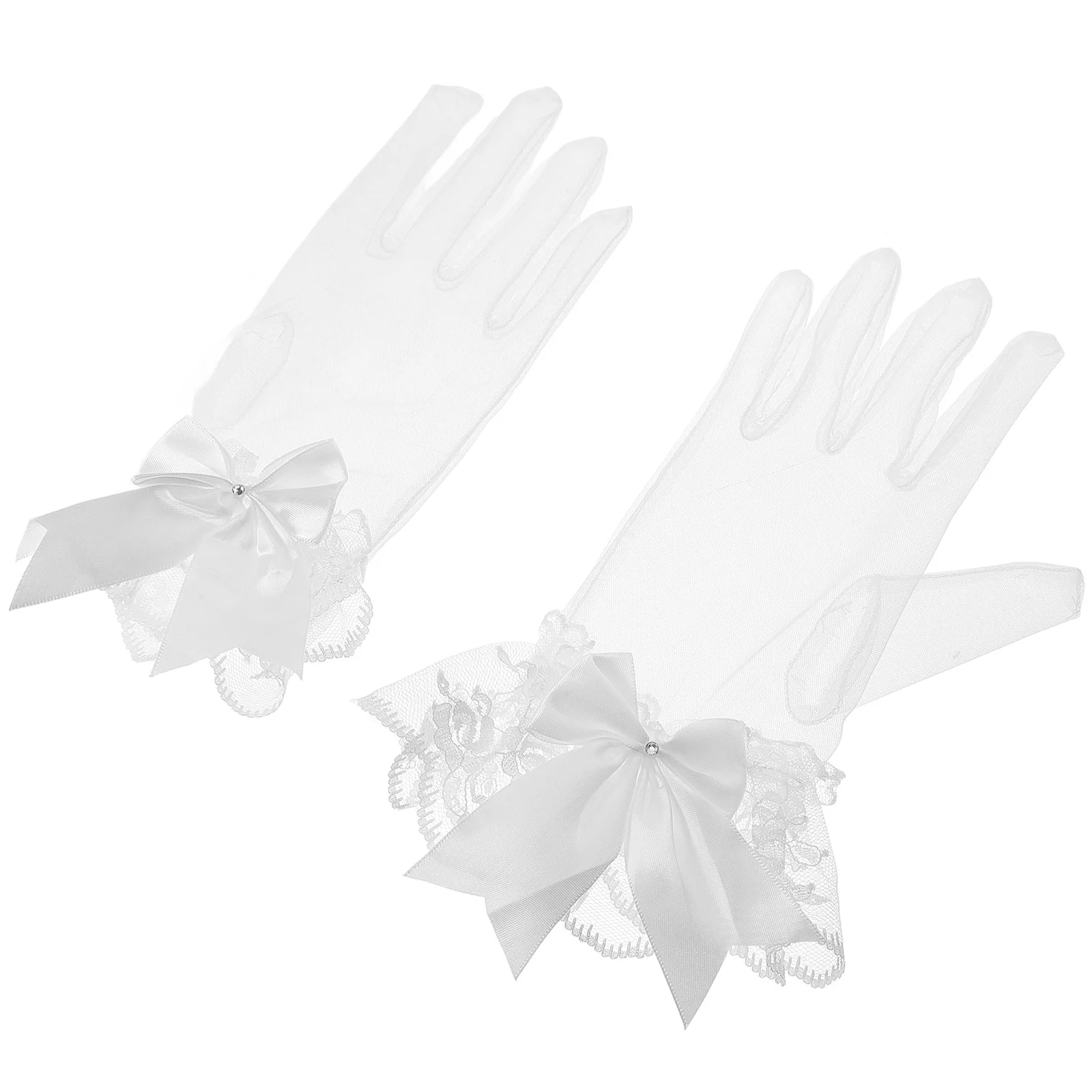 1 par elegante renda curta luvas de noiva acessórios de casamento para noiva chá festa banquete luvas de renda para mulheres fornecimento de casamento