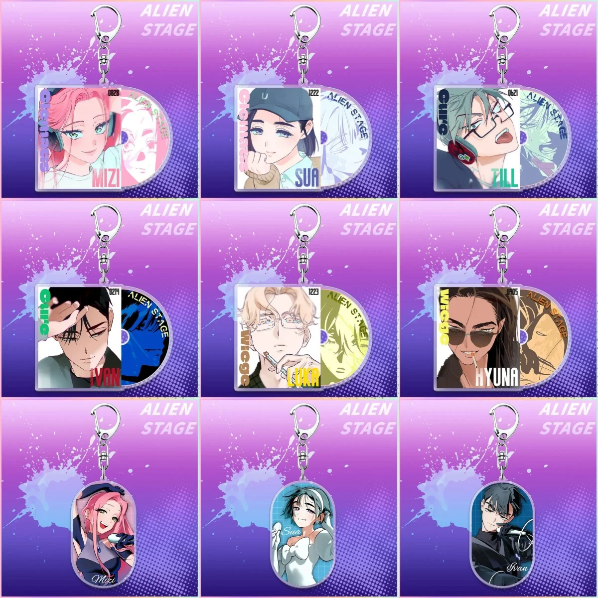 Music Charm Anime Alien Stage Acrylic 6CM Keychain Model Cosplay Characters Ornament Accessories Goods Collection Christmas Gift