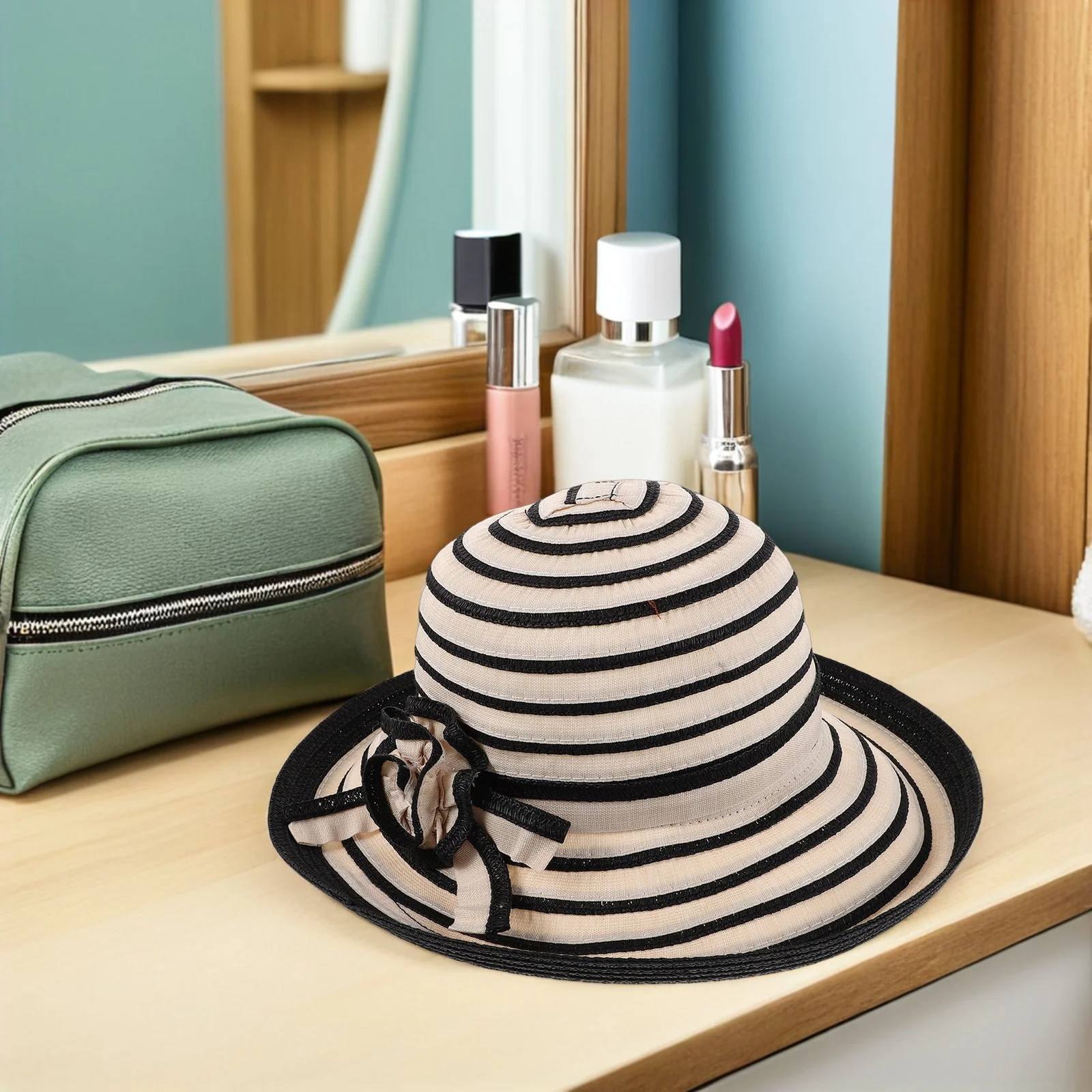 

Stylish Wide Brim Straw For Women Uv Protection Handwoven Beach Sun Hat Panama Bucket Fedora Floral Lightweight Foldable Travel