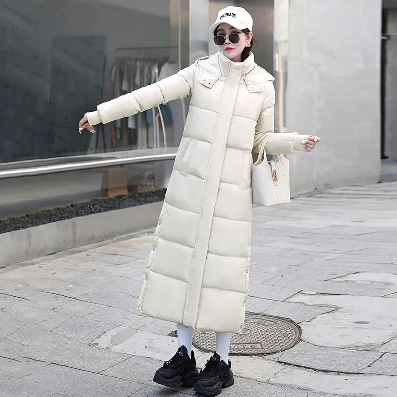 Imagem -02 - Cabolsa de Algodão Longo com Capuz para Mulheres Puffer Parkas Acolchoado Cabolsa Quente Grosso Sobretudo Feminino Novo Inverno 2023