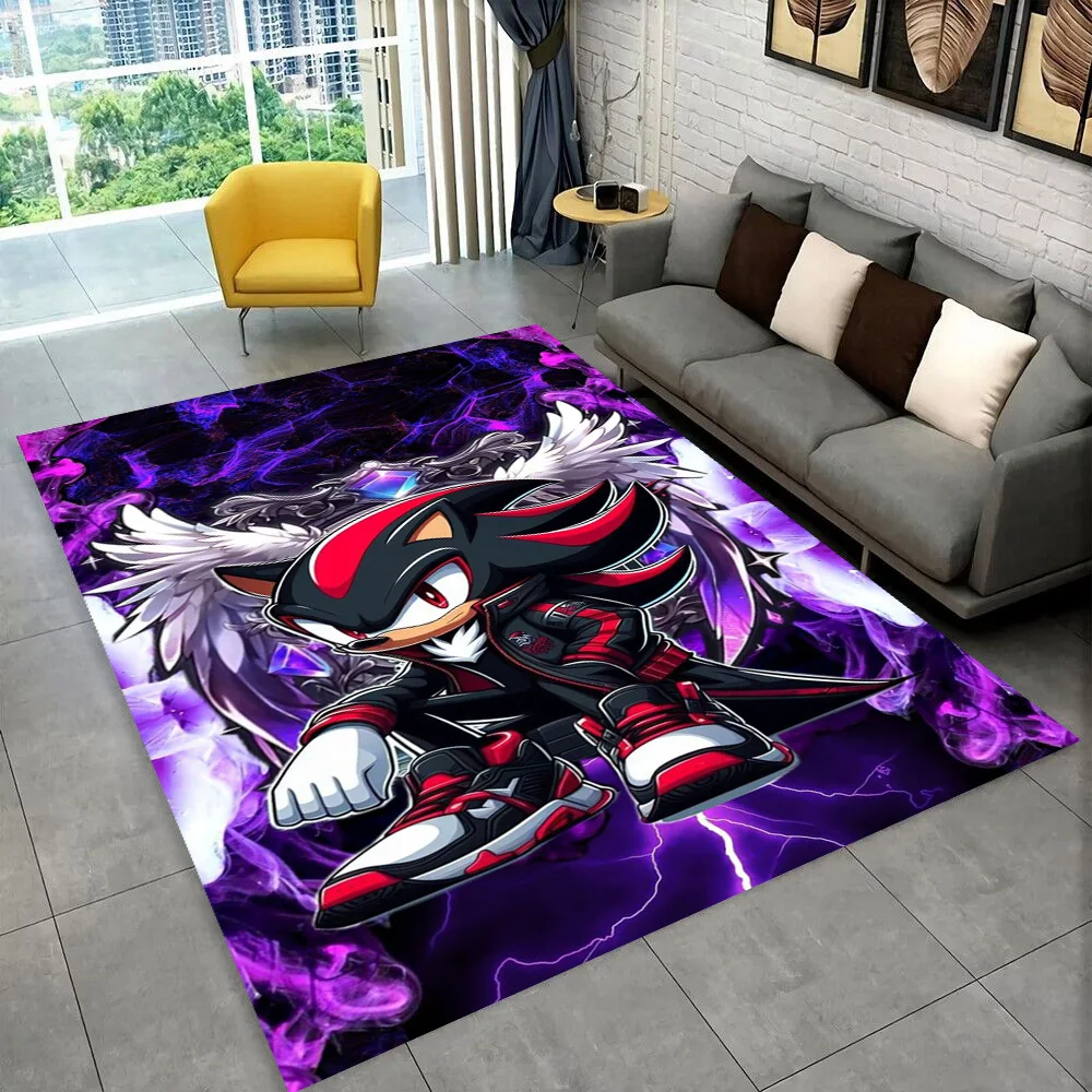 Fashion S-Sonic Cartoon Game Carpet Rug for Playroom Bedroom Living Room Sofa Home Decor,kids Play Area Rug Non-slip Floor Mat