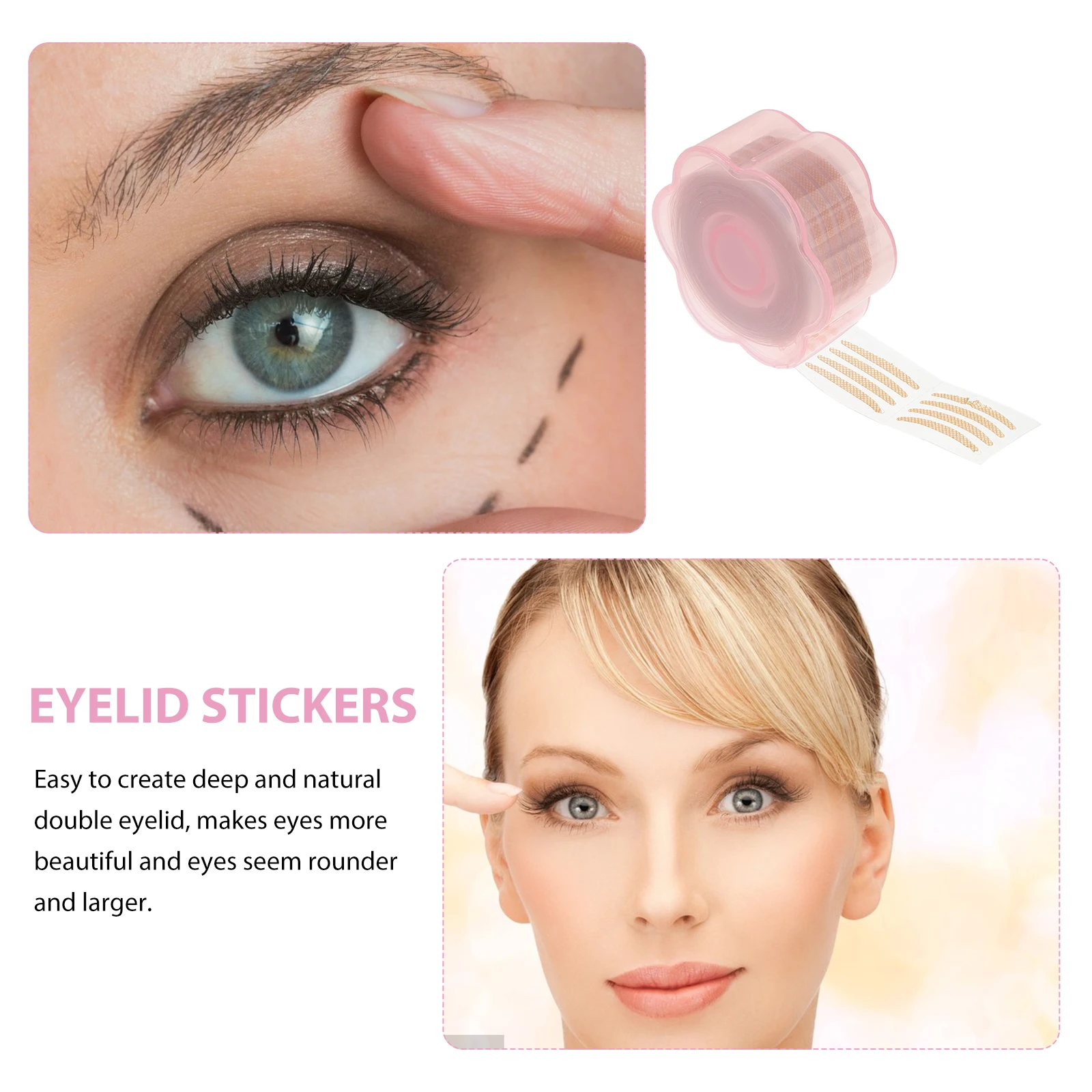 

1 set Double Eyelid Sticker Invisible Fiber Tape Natural Beauty Supplies Lunar Olive Round Shape Easy Remove