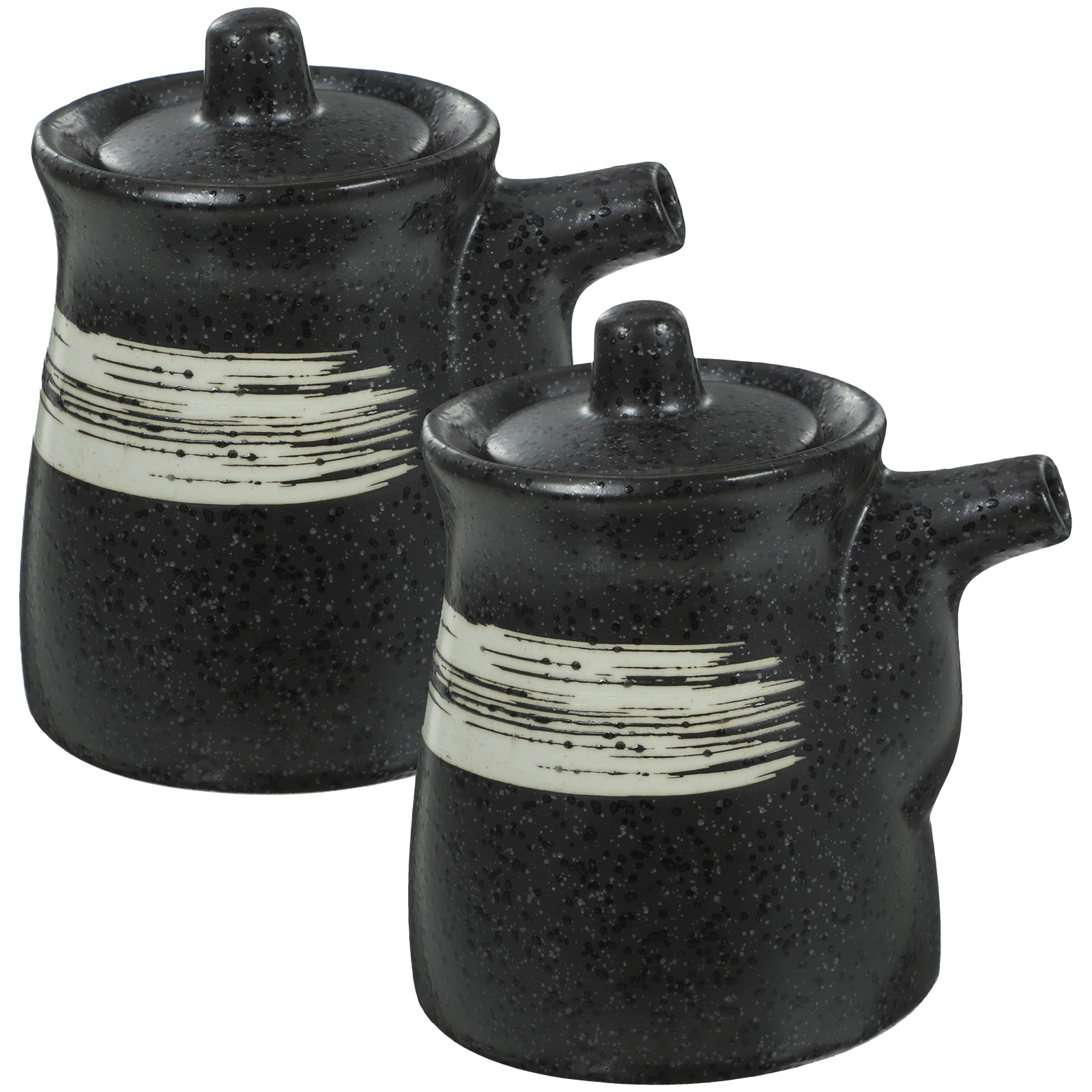 

2 Pcs Soy Sauce Vinegar Bottle Decorative Seasoning Holder Dispenser Containers Oil Ceramic Japanese and Korean