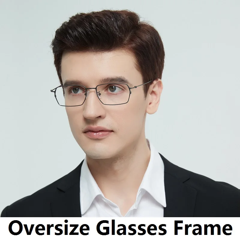 Oversize Men's Glasses Frame Vintage Square Large 160mm Titanium Eyewear Screwless Eyeglasses Business Classic Fashion 2025 NEW