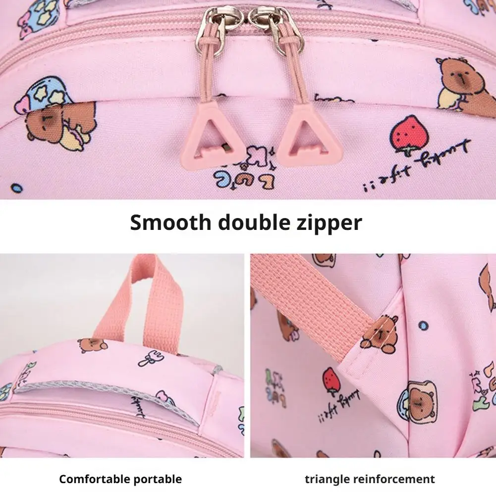 3 قطع/مجموعة حقيبة ظهر كاجوال لطيفة على شكل كابيبارا كارتونية ملونة مع حقيبة غداء وحقائب كتب للطلاب #5