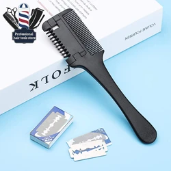 Hair Cutter Comb Carbon Hair Brush Professional Handle Brush With Razor Blades Double Edge Razor DIY Styling Tools