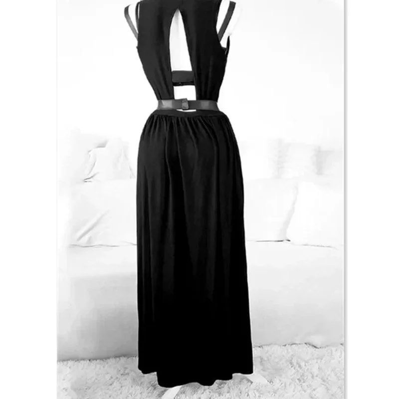 

New Vintage Gothic Club Sexy Summer Suit Women Sleeveless Black Corset Crop Top Bandage Underpants Mesh Split Skirt 3pc idjkg