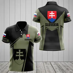 Slovakia Flag & Coat of Arms Customized Polo Shirt Summer Casual Streetwear Men's Fashion Loose Jersey Plus Size Sportswear