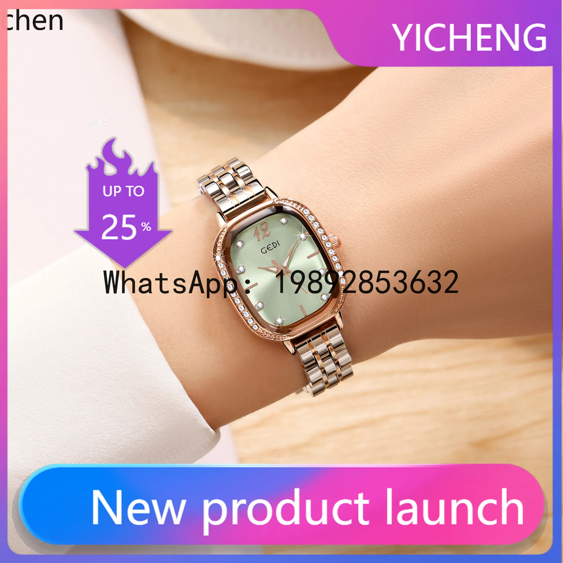 

ZZ Oval Women's Watch, Compact Two-Tone Stainless Steel Student Watch, Waterproof Quartz Ladies' Watch
