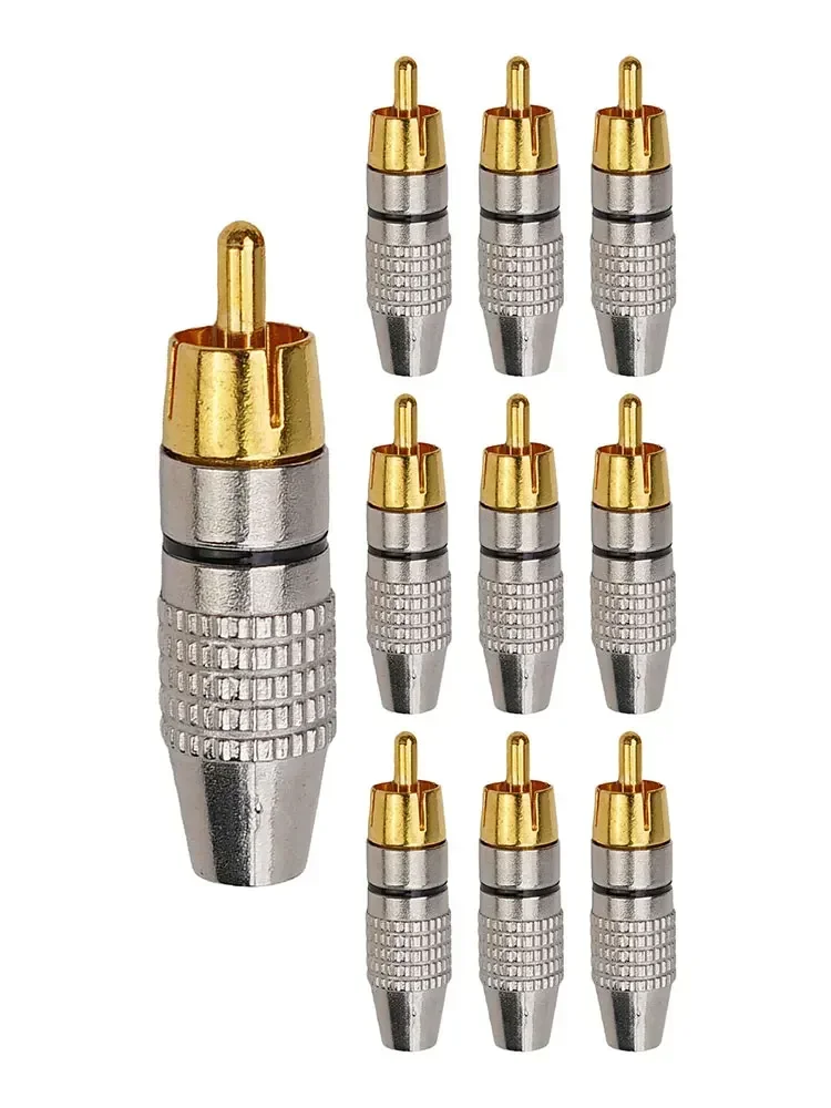 

Metal Plug Adapter Soldering RCA Specifications Audio Video Connector Function Male Plug Adapter Gold Plated Design