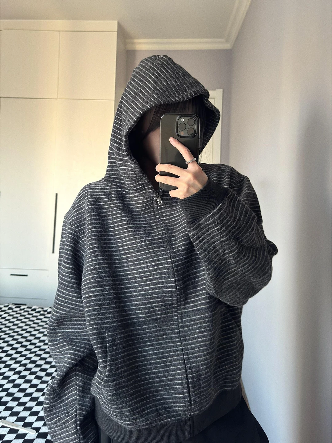 

Мужской льняной полосатый кардиган с капюшоном в корейском стиле, на раннюю осень 2025, свободный повседневный свитшот с капюшоном