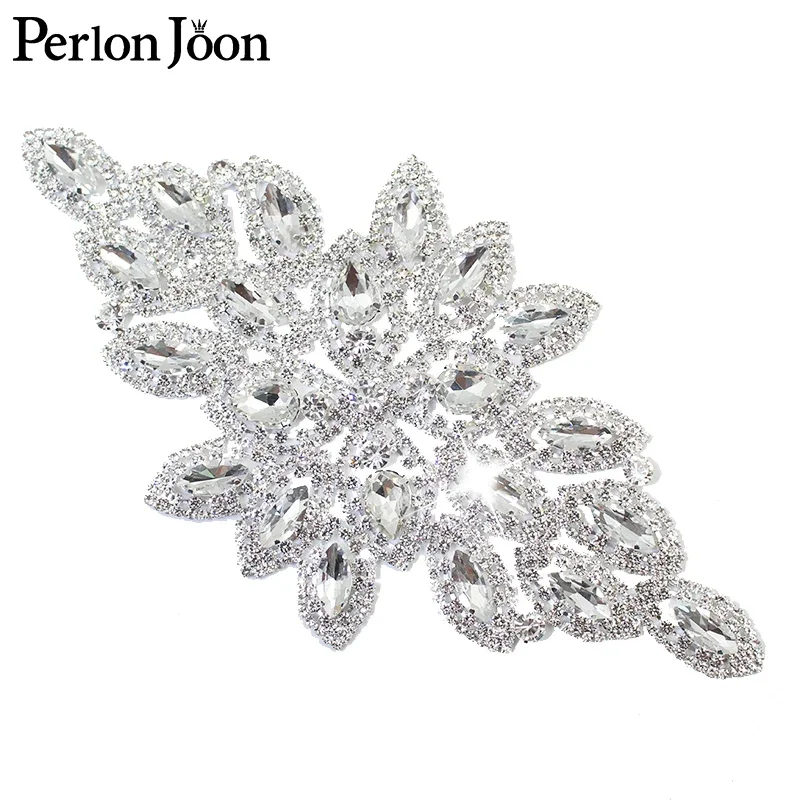 7.2*3.15 inch ab color Crystal applique Rhinestone patch decoration for the wedding dress sewing Clothing Accessories YHZ001