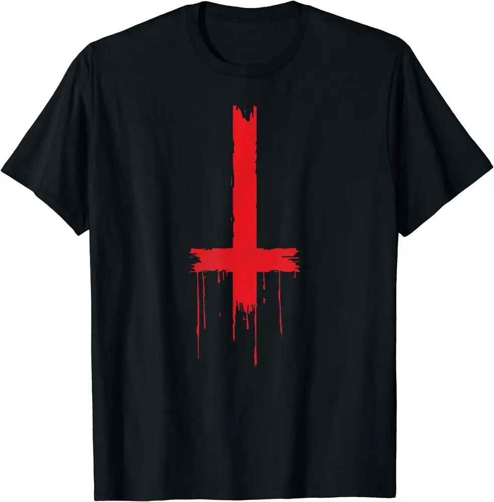 Inverted Cross Vintage Upside Down T-Shirt Anime Graphic T-shirts Y2K Tops Unisex Summer Short Sleeve