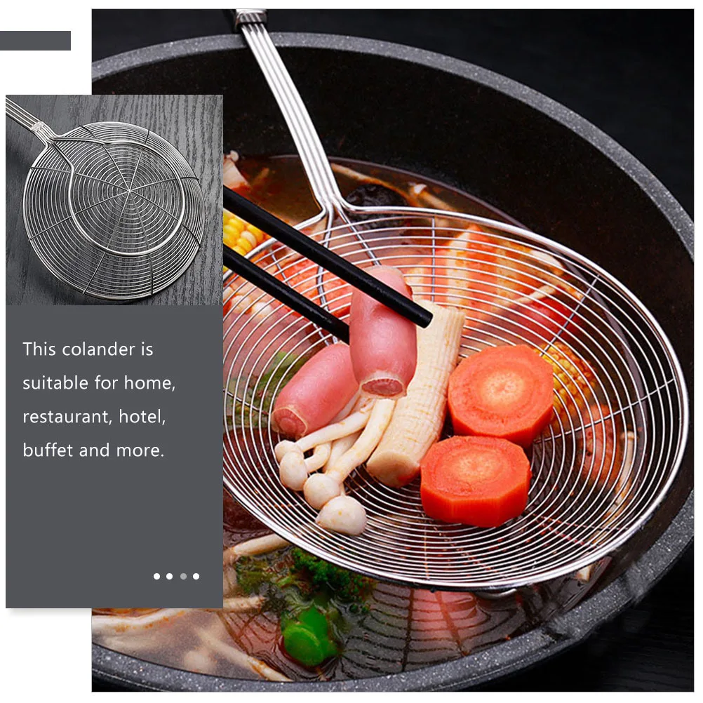 

Stainless Steel Hotpot Strainer Spoon with Long Handle for Frying Food Serving Oil Filter Kitchen Gadget Colander Scoop