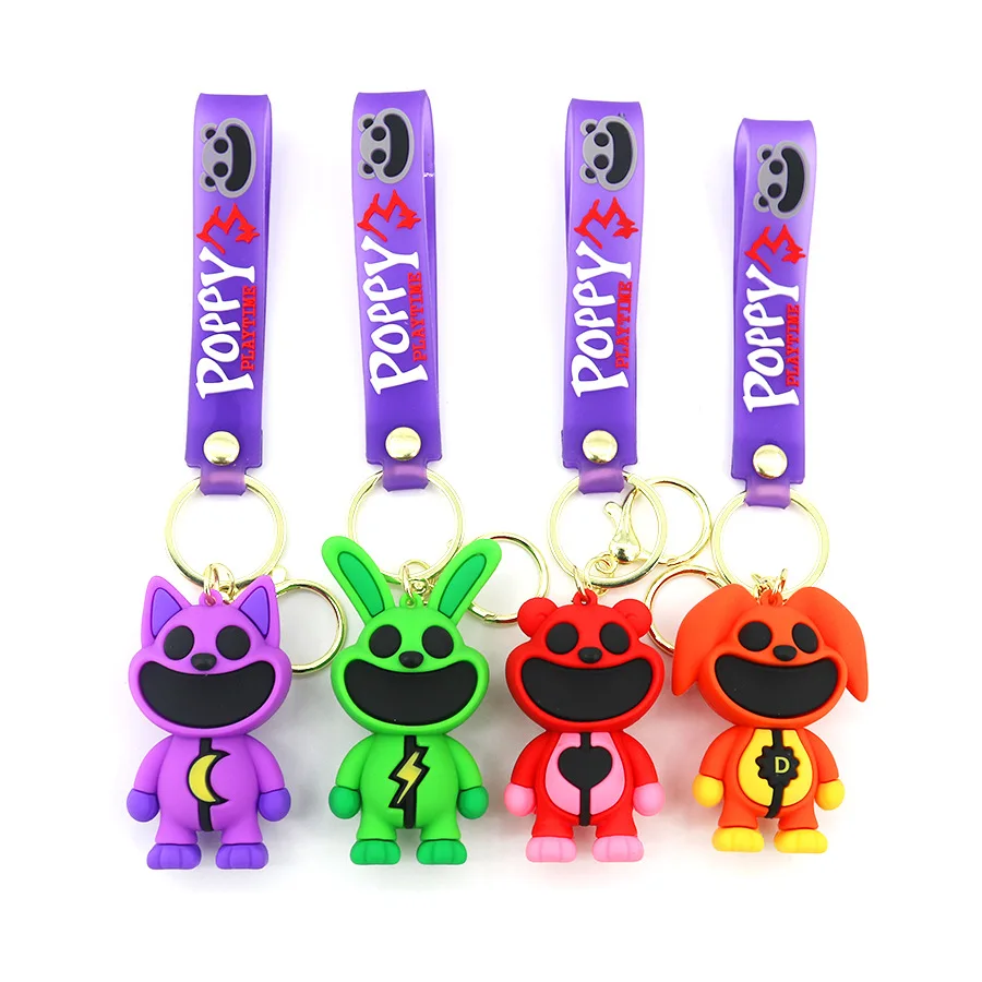 Smiling critters terrifying smiling animal keychain PVC drip toy big mouth monster pendant