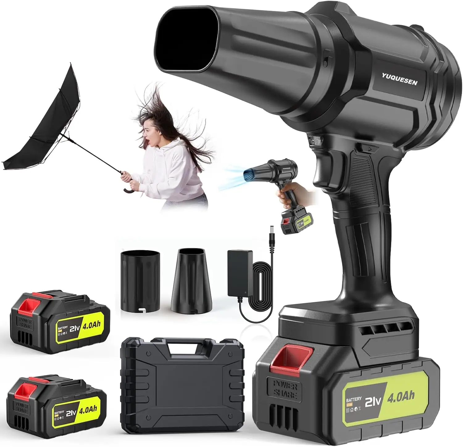 

Cordless Leaf Blower, 980K RPM with 2 Batteries & Charger, Lightweight for Patio and Lawn Cleaning