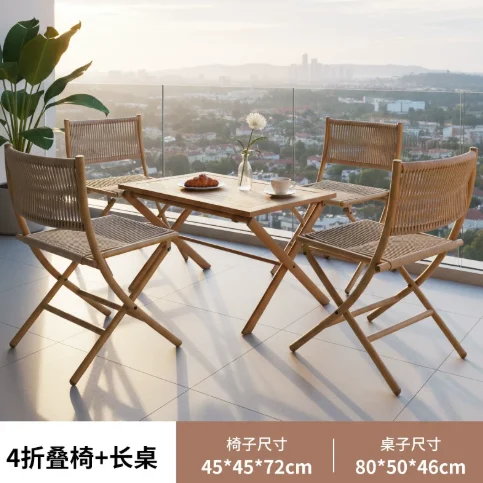 Outdoor Balcony Table And Chair Set, Popular One Table and Two Chairs, Courtyard Garden Leisure Folding Chair