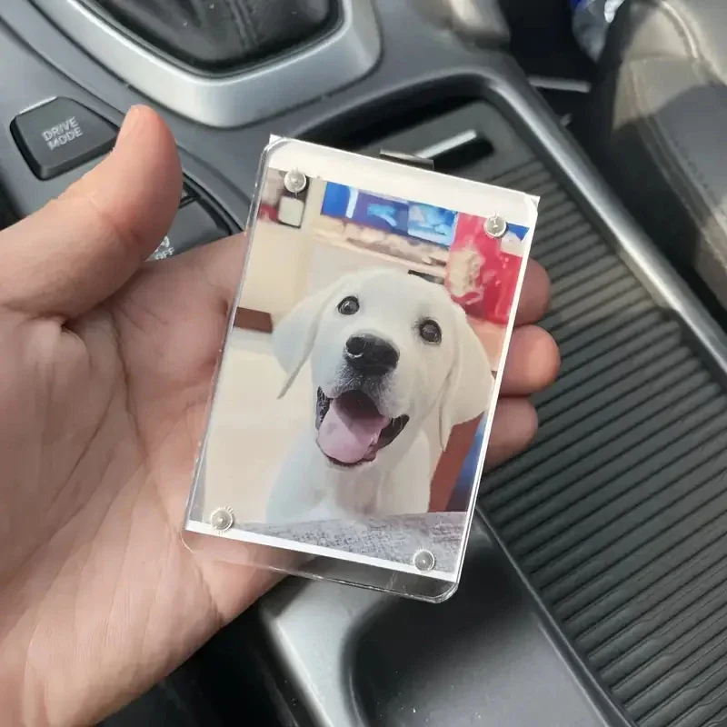 2 pc Acrylic car clip refrigerator magnet photo frame diy photo wall multifunctional 3 inch magnet photo card display stand