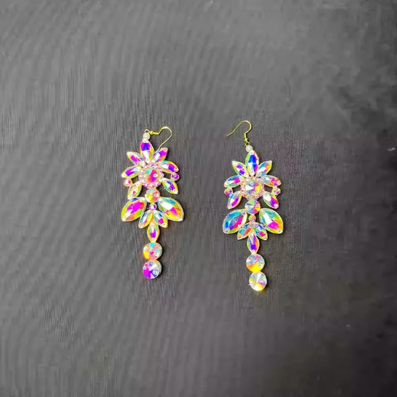 Customized Bellydance Necklace Earring Set Latin Modern Dance Jewelry Versatile Earrings Neck Accessories Samba Carnival Costume