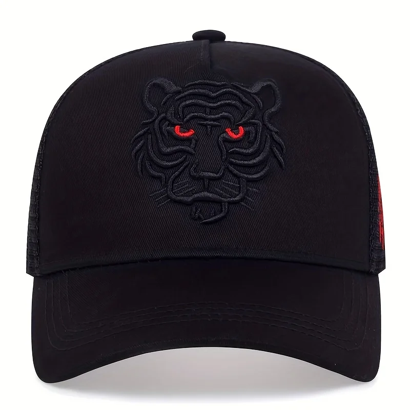 Unisex Tiger Head Embroidery Baseball Caps Spring and Autumn Outdoor Adjustable Casual Hats Sunscreen Hat