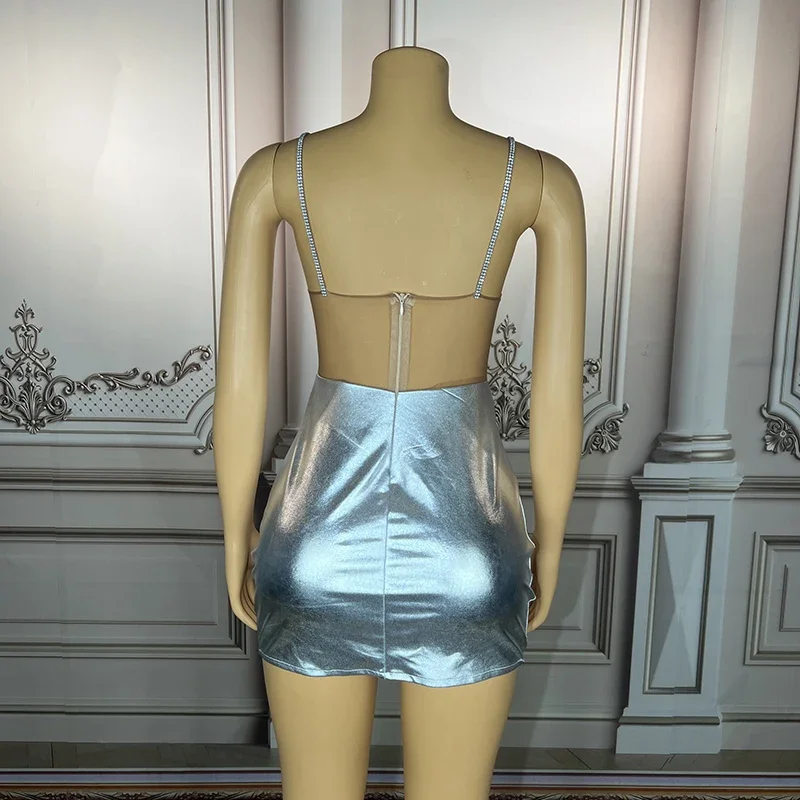 セクシーな魅力ラインストーンホルターカットアウトドレス誕生日祝うコスチュームフェスティバル衣装女性イブニングドレスクラブウェア XS55813633