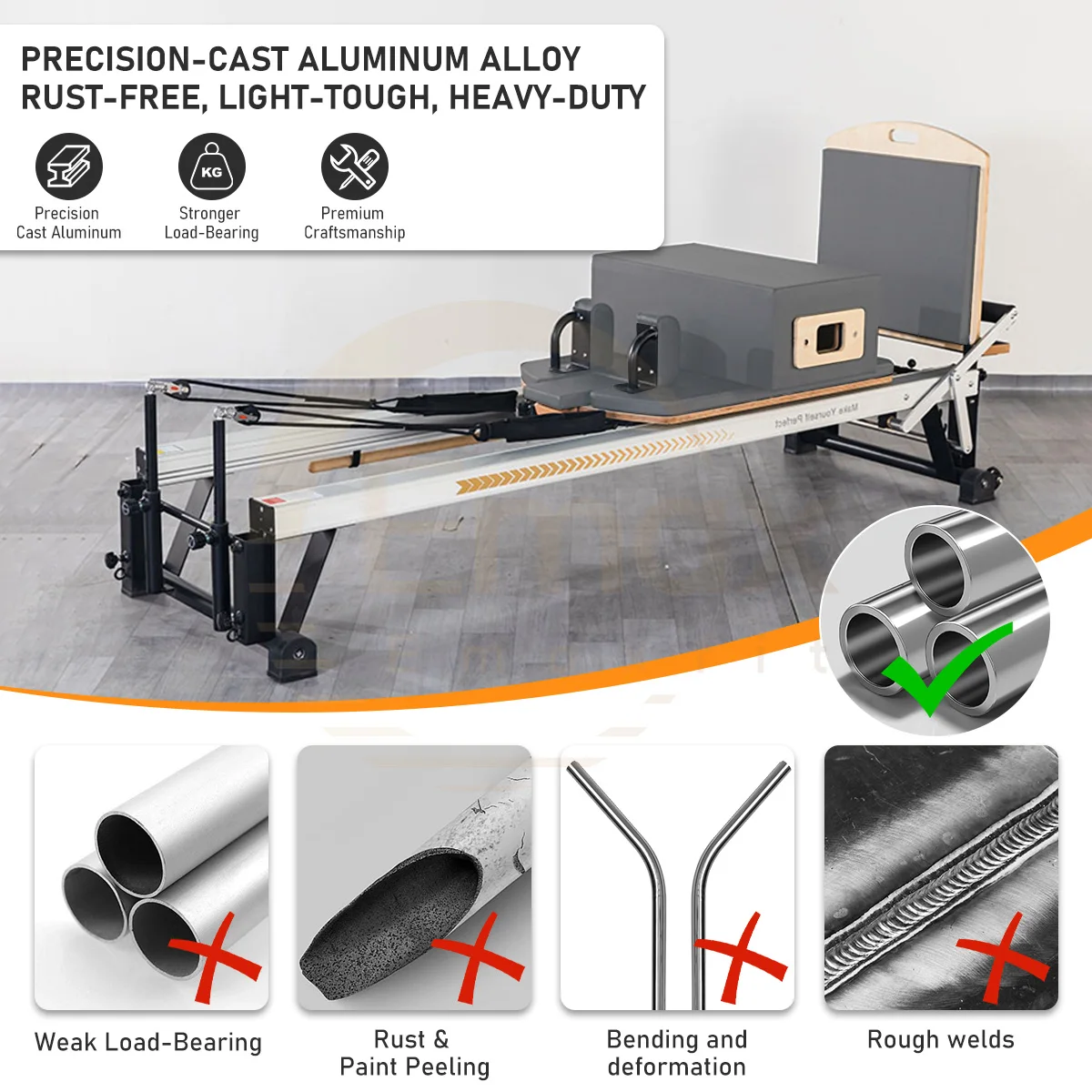 v*-OEM ODM Aluminum Pilates Reformer Custom Color Durable Aluminum Frame Pilates Equipment
