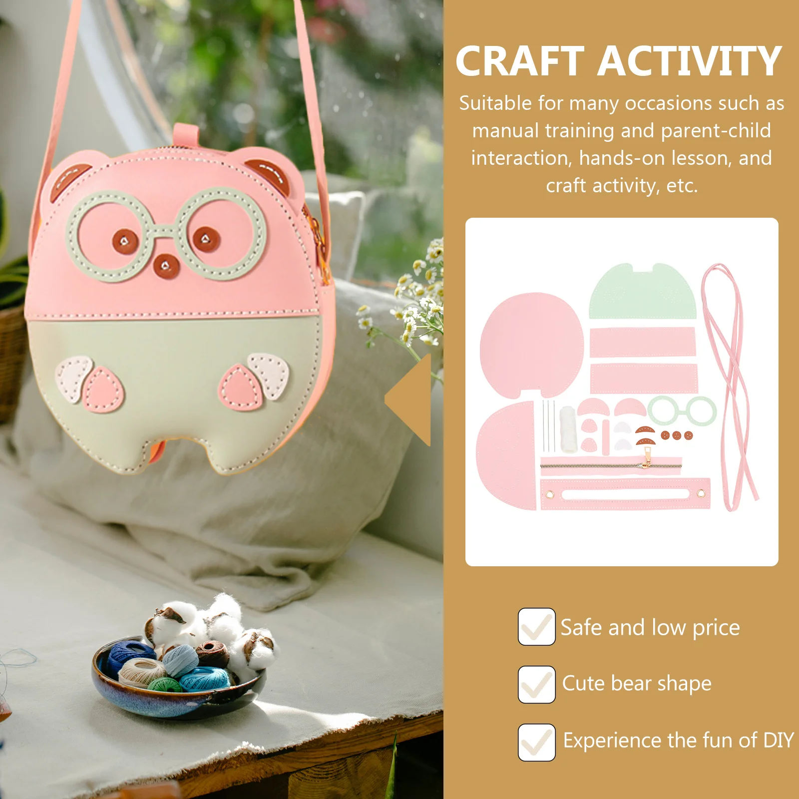 

Sewing Bear Bag Material Crochet Kit Handmade Craft Materials for Iron Making Child