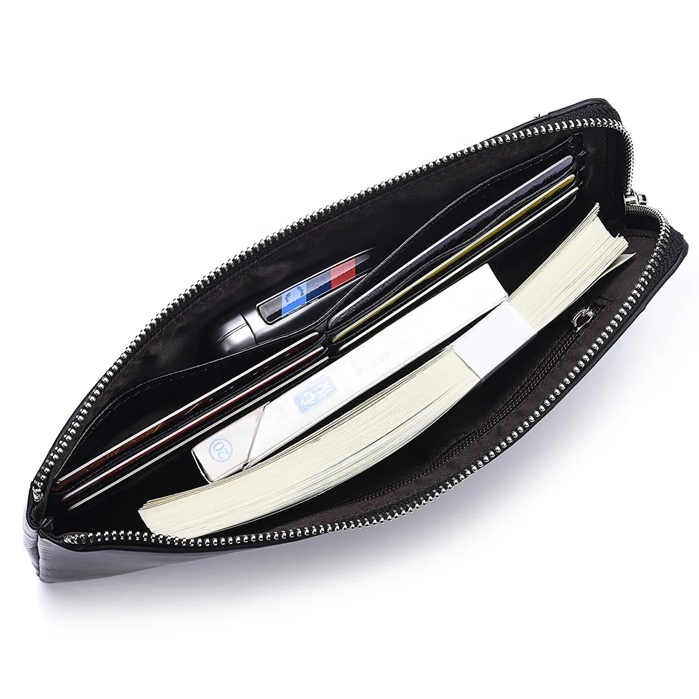 Men's Long Wallet Fashionable Youth Zipper Men's Phone Bag Ultra-thin Leather Wallet Coinpurse Multifunctional Card Bag