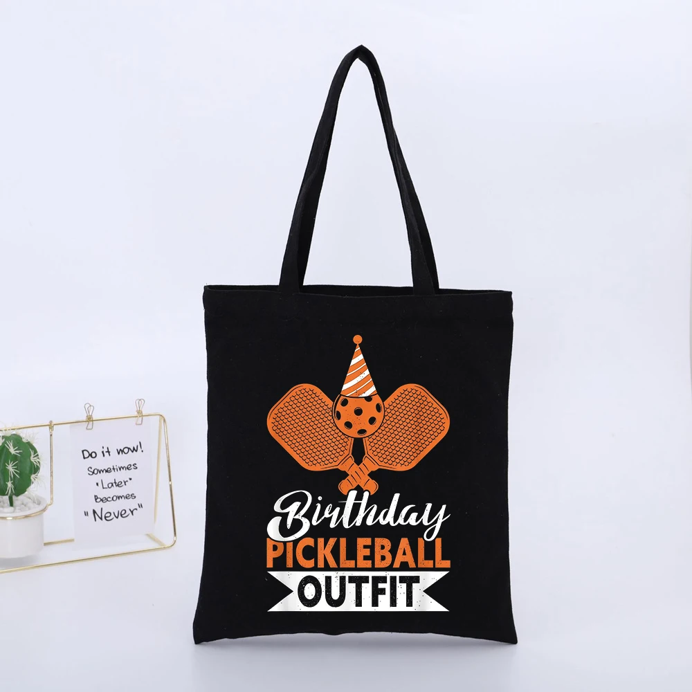Pickleball Party Graphic Canvas Tote Bag, Casual Style for Birthday Outings and Daily Use