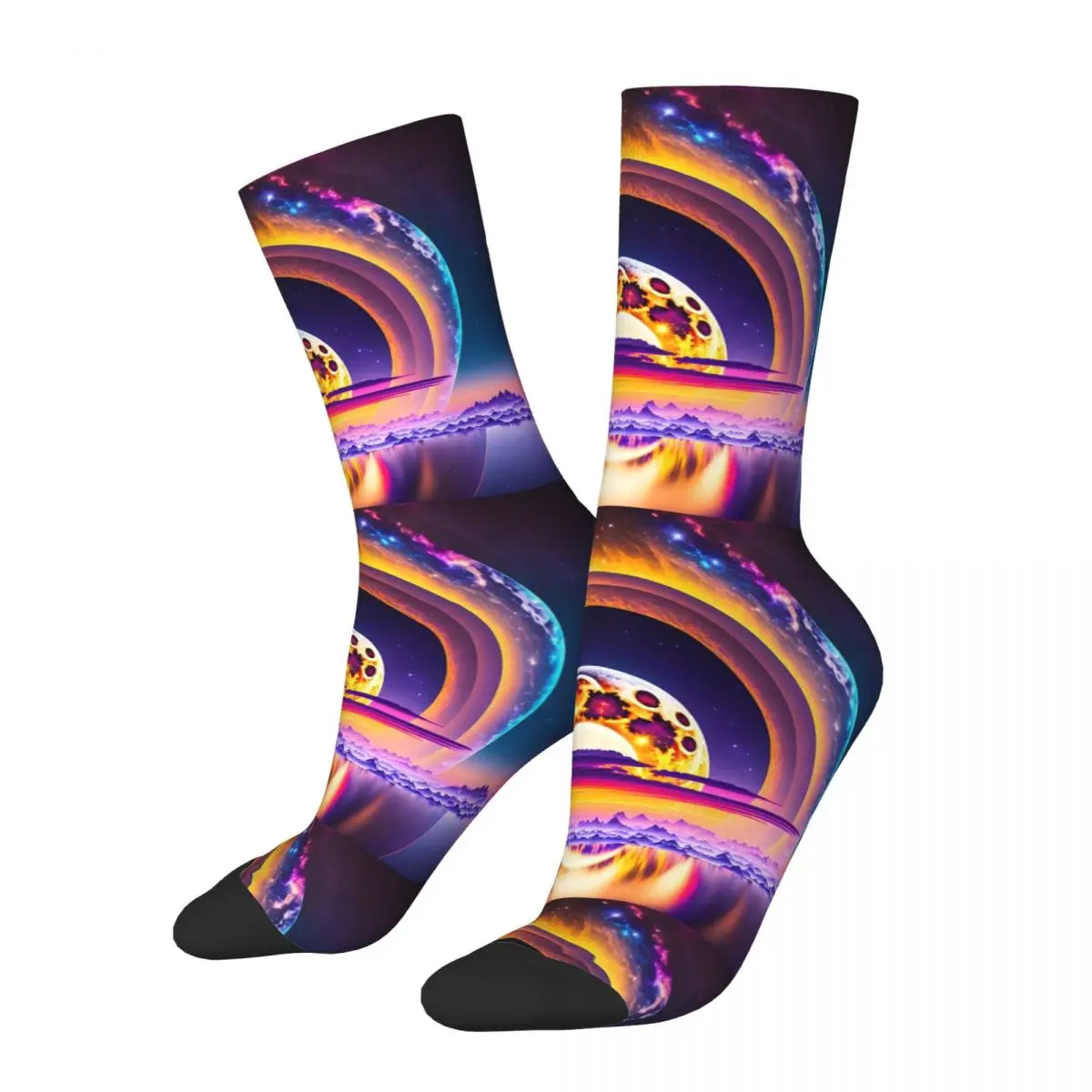 Abstract Design - Full Moon In The Sky Socks Harajuku Super Soft Stockings All Season Long Socks Accessories for Man's Woman's