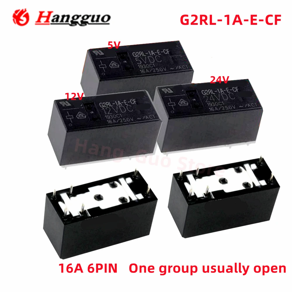 

5pcs/Lot Original G2RL-1A-E-CF-5V G2RL-1A-E-CF-12V G2RL-1A-E-CF-24V G2RL-1A-E G2RL-1A-E-CF 5VDC 12VDC 24VDC 16A 6PIN Power Rela