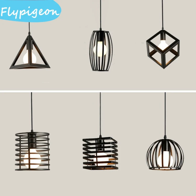 

American Retro Industrial Iron Cage Pendant Light Small For Room Background Bedroom Bedside Decorative Lighting Fixtures