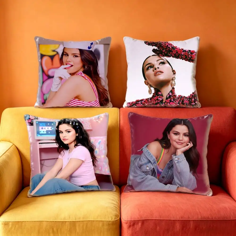 S-Selena Gomez Singer  Pillow Case Anti-dustmite Pillowcase Invisible zipper silky Sofa cushion cover for bedroom