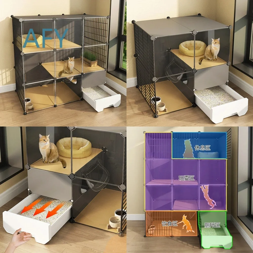 Premium Functional Indoor Cat Litter Box with Integrated Toilet for Small Apartments Homes Dorms for Cats Kitten Kittens for