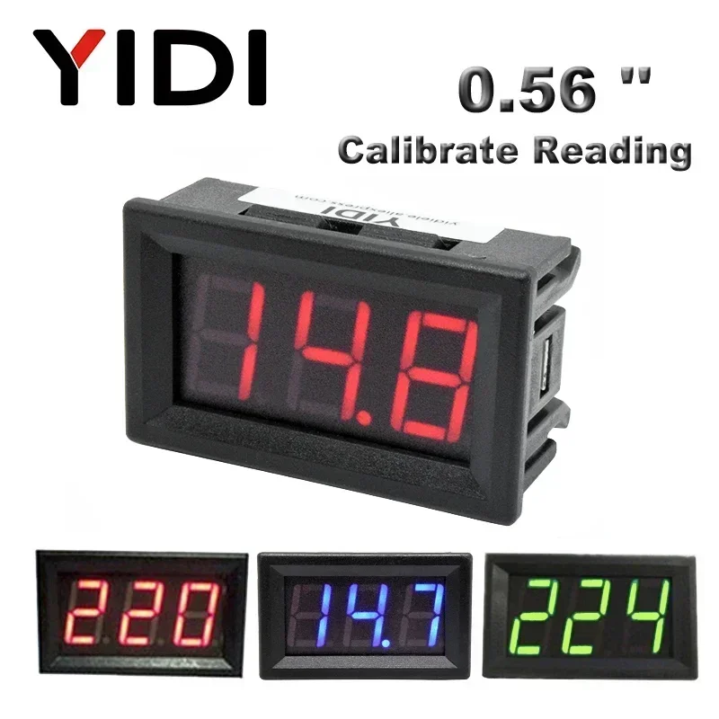 0.56\'\' LCD Digital Voltmeter 30-500VAC Calibrate Reading 0-100VDC 5-30V Red Green Blue LED Display Voltage Meter Detector Tester