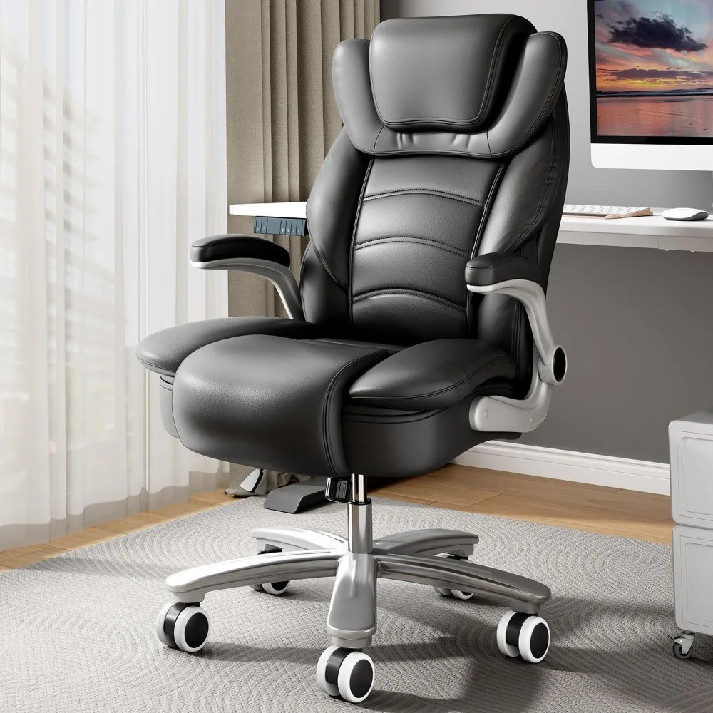 

Gaming Chair with Flip-up Arms, 400lb Wide Seat, Ergonomic High Back Leather Executive Office Chair