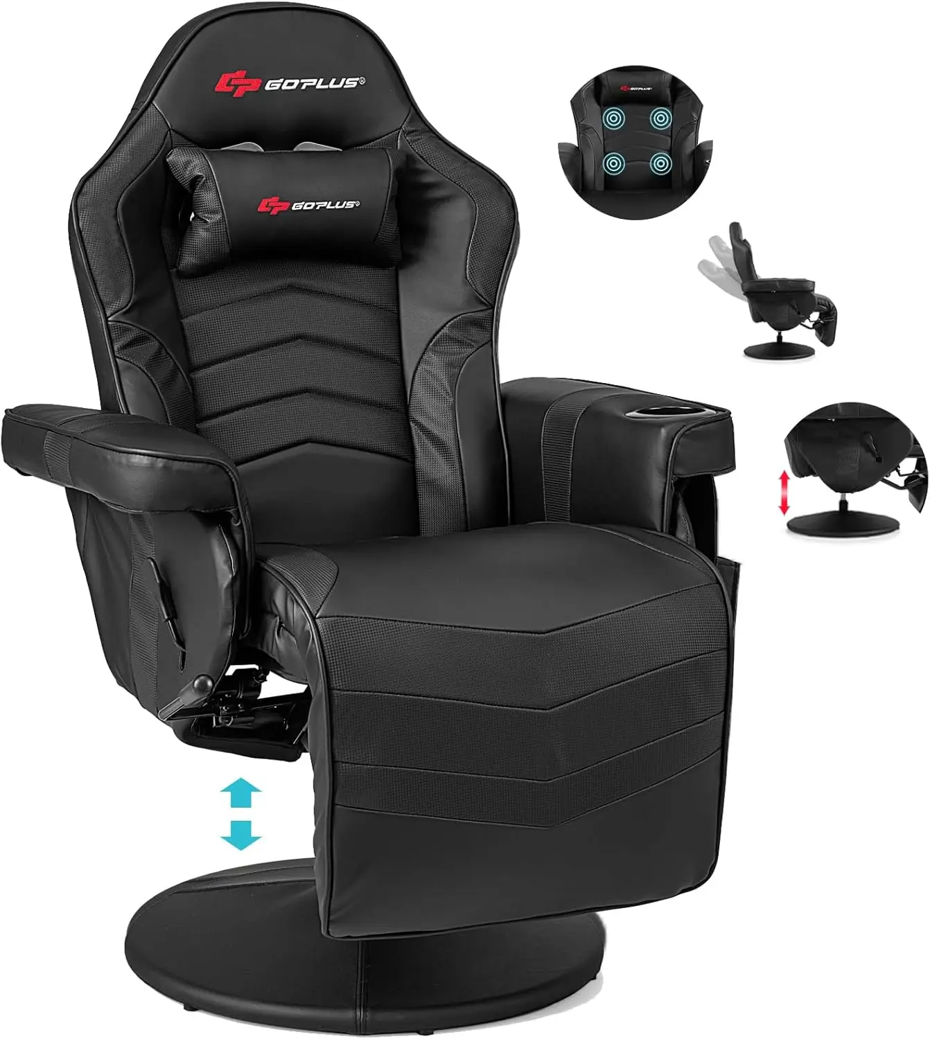 

POWERSTONE Gaming Recliner, Adjustable Massage Gaming Chair with Cup Holder Footrest Ergonomic Single Sofa Living Room Home Thea