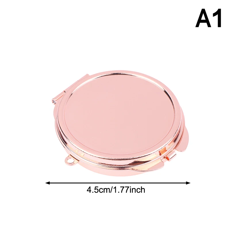 Espejo Cosmético Metálico Plegable con Llavero, Mini Espejo Plegable con Llavero, Forma Redonda, Corazón, Ovalada, Cuadrada, Doble Cara