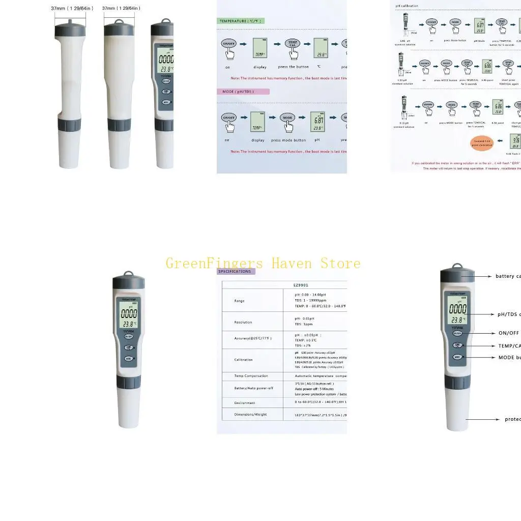 F68D EZ9901 Medidor Digital 3 en 1 TEMP Tester Pen para agua vino Spas piscina