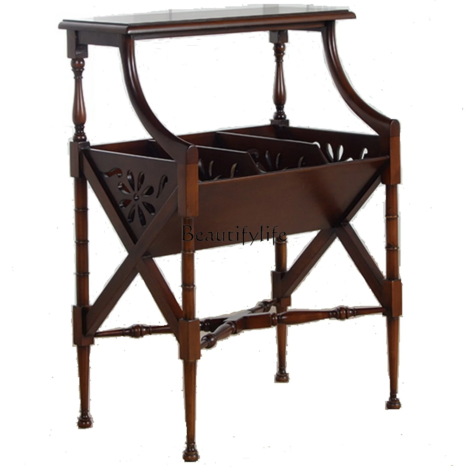 

*Magazine storage rack American display French retro solid wood Korean casual floor book and newspaper rack