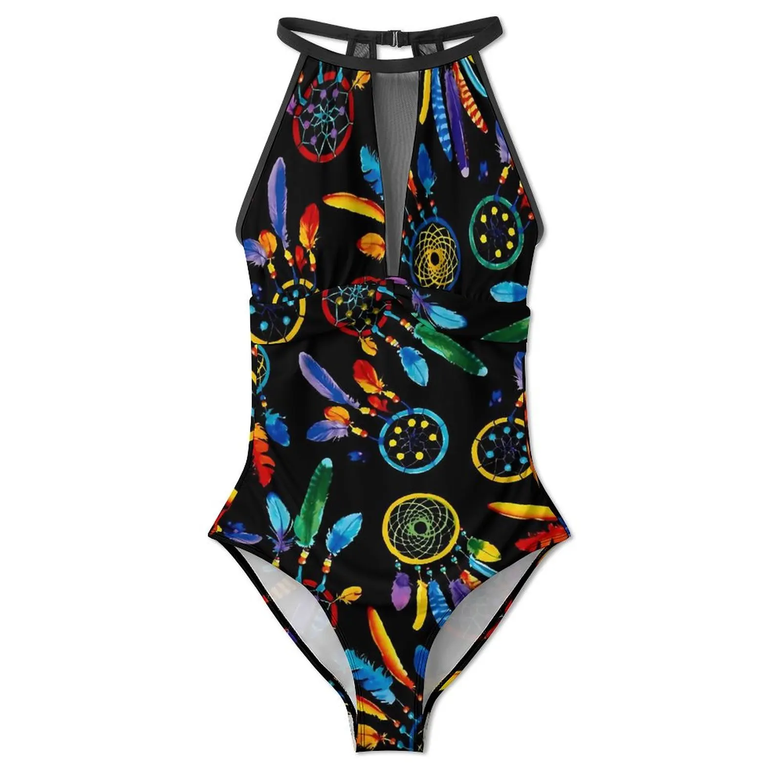 Native Dream Catcher Swimsuit Sexy Vintage Print One Piece Swimwear Push Up Bodysuit Fashion Surfing Bathing Suit