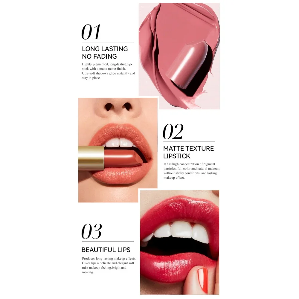 Rossetto a tubo con barra d'oro a 6 colori - Glitter perlescenti di diamanti per trucco labbra rosa a lunga durata non appiccicoso ad alta lucentezza