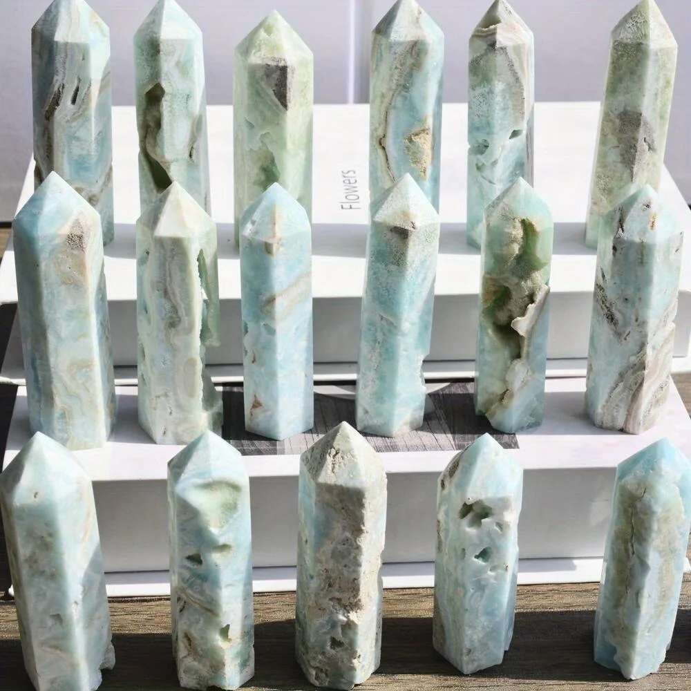 

1pc Natural Blue Heterogeneous Mineral Standard Column - Polished Crystal Tower Crystal, Perfect for Home Decor