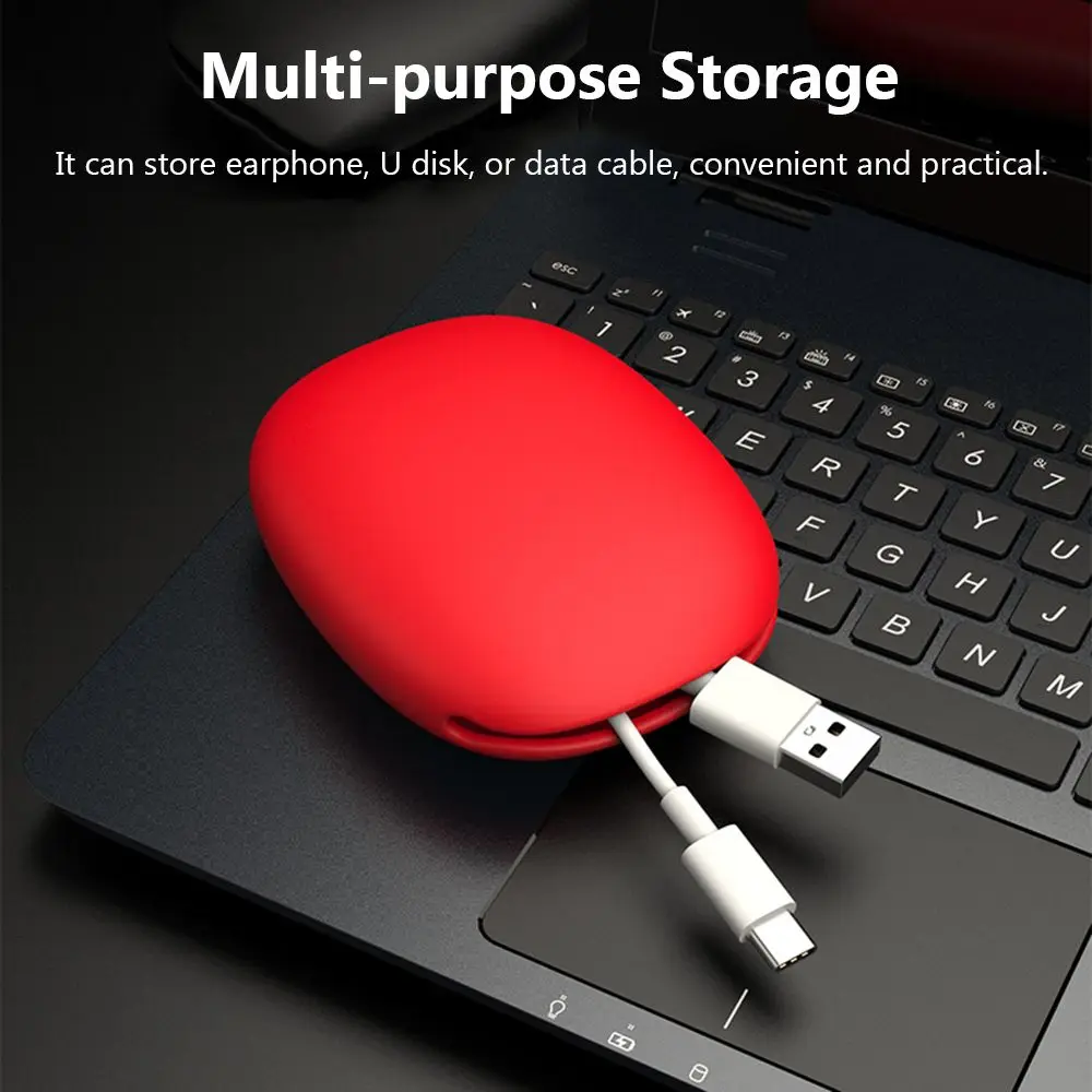 Portable Data Cable Storage Case Silicone Earphone Bag Phone Charger Box Key U Disk USB Cord Organizer