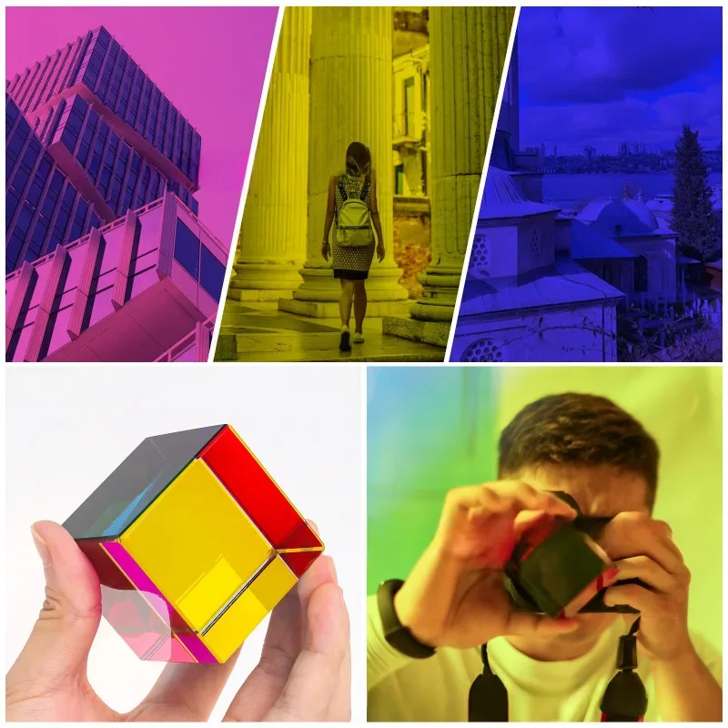 1pcs Magic Prism Cube 30/40mm Hexahedral Crystal Magic Cmy Cube 3D Color Cube Prism For Photography
