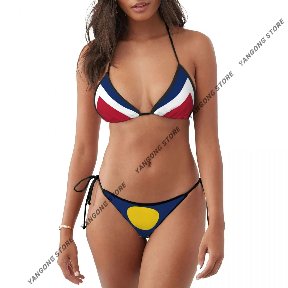 

Woman Swimsuit Sexy Bikini Set Swimwear Flag Of Denver Two Piece Bathing Suit