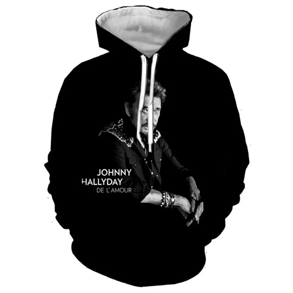 Johnny Hallyday Print Hoodies France 3D Print Men Oversized Printed New Top Fashion Hoodie Rock Singer Sweatshirts Kids Clothing