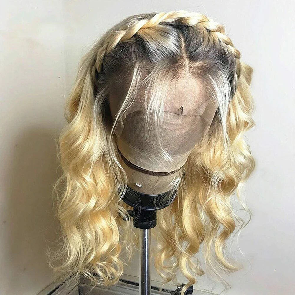 Blonde 13x6 lace frontal wig Human Hair Colored 613 blonde deep water wave HD Transparent Lace wigs Pre Plucked Ombre Brown