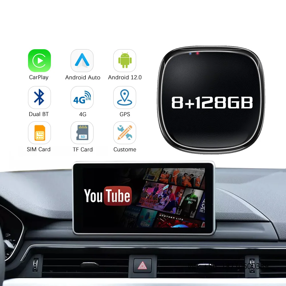 Universal Applepie CarPlay Ai Box Android 16 8G+128G/4G+64G Wireless Apple Car Play Android Auto Mini Smart Box