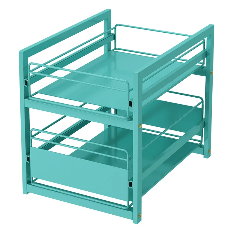 

Kitchen lower sink rack Layered storage rack in cabinet Space-saving countertop Multifunctional pull-out seasoning rack